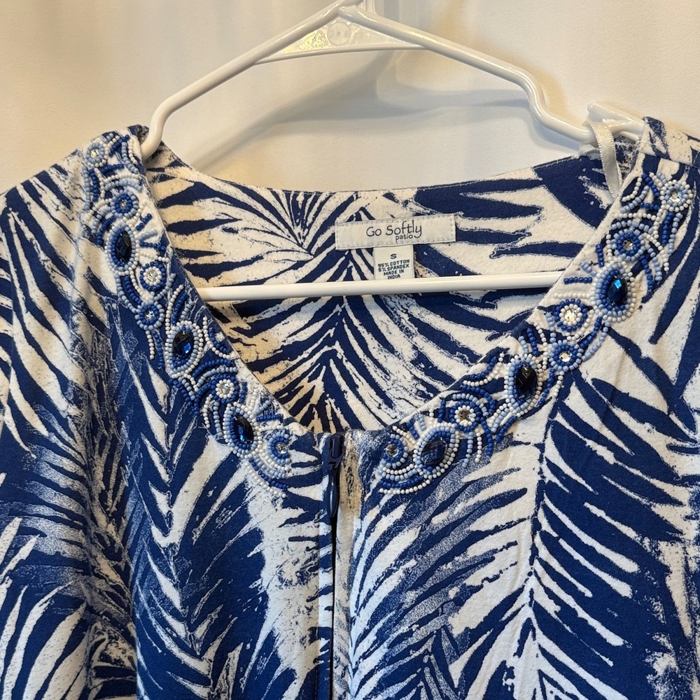 Go Softly Blue and White Dress - Picture 7 of 14